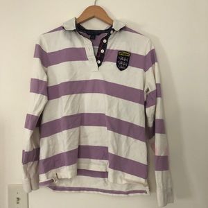 Tommy Hilfiger Purple White Striped Collared Shirt